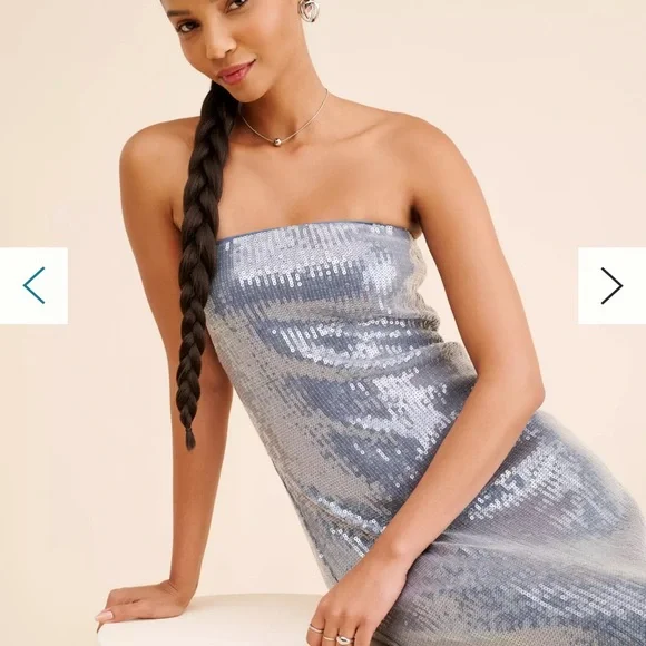 Hutch Strapless Silver Sequin Dress - Picture 2 of 5